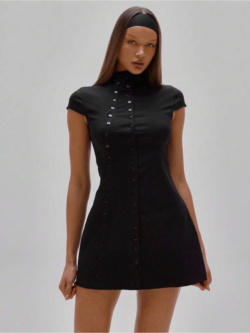 Black Uniform-Inspired Mini Dress | Military Chic